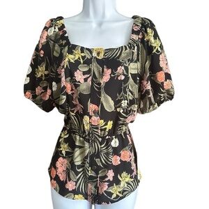 LIZ CLAIBORNE | Floral Short Sleeve Peplum Blouse NWT